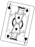 Black and white line art Jack of clubs